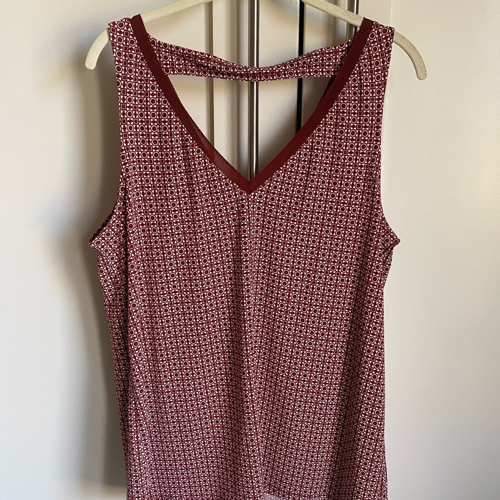 Banana Republic Red and White Tank Top with V-Neckline